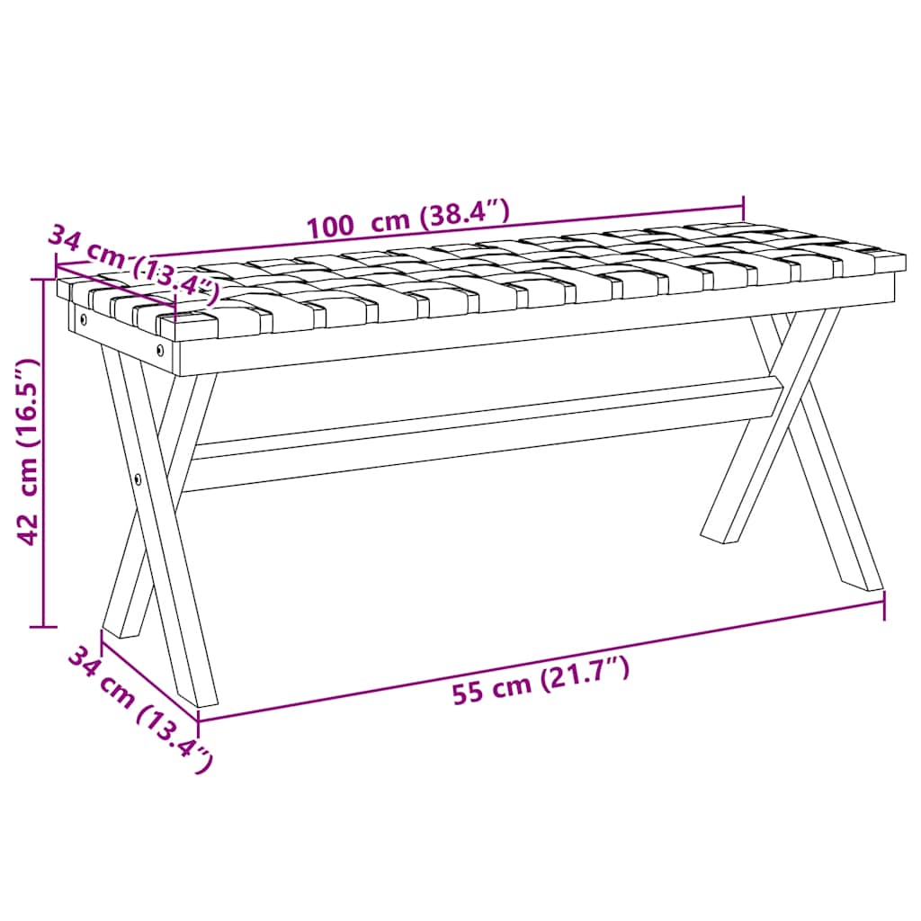 Black Acacia Wood Garden Bench with Cushioned Seat Fabric