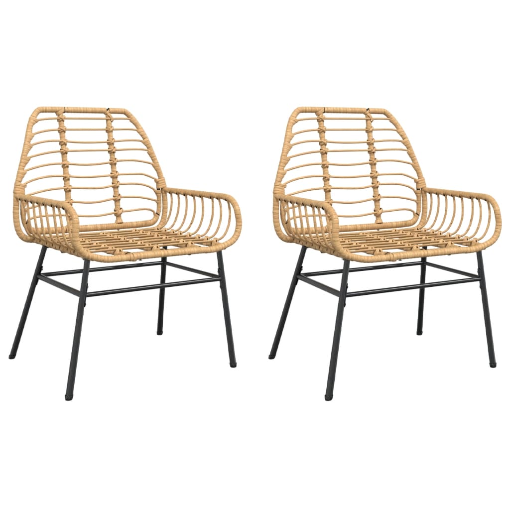 2-Piece Brown Poly Rattan Garden Chairs - Stylish & Durable