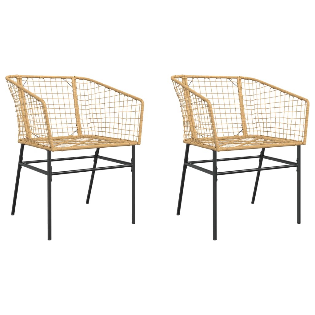 Stylish Brown Poly Rattan Garden Chairs - Set of 2