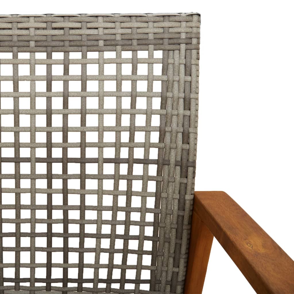 Stylish Grey Garden Bench - 112cm Poly Rattan & Acacia Wood