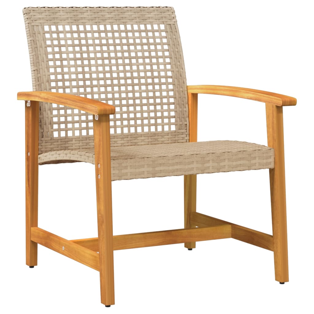 Beige Rattan & Acacia 3 Piece Bistro Set - Stylish Outdoor Seating