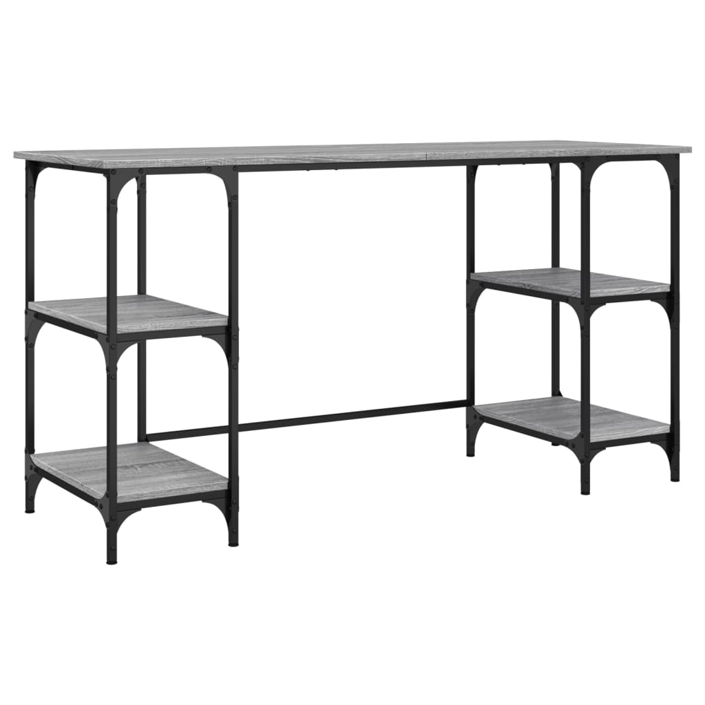 Stylish Grey Sonoma Desk, 140x50x75 cm, Metal & Engineered Wood
