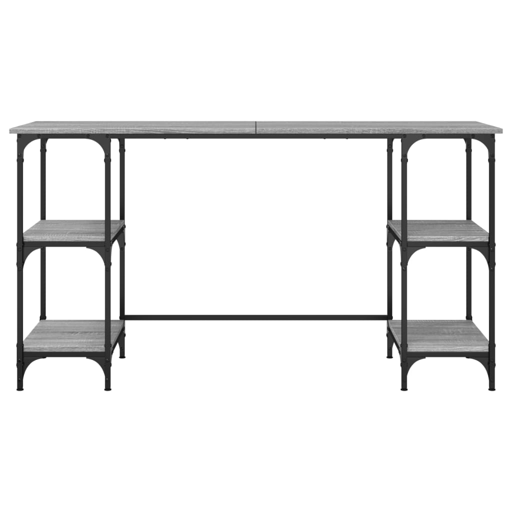 Stylish Grey Sonoma Desk, 140x50x75 cm, Metal & Engineered Wood