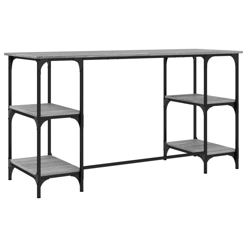 Stylish Grey Sonoma Desk, 140x50x75 cm, Metal & Engineered Wood