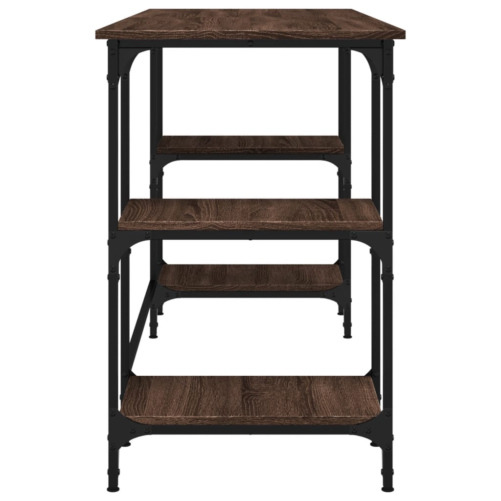 Brown Oak Desk 140x50x75 cm - Metal & Engineered Wood