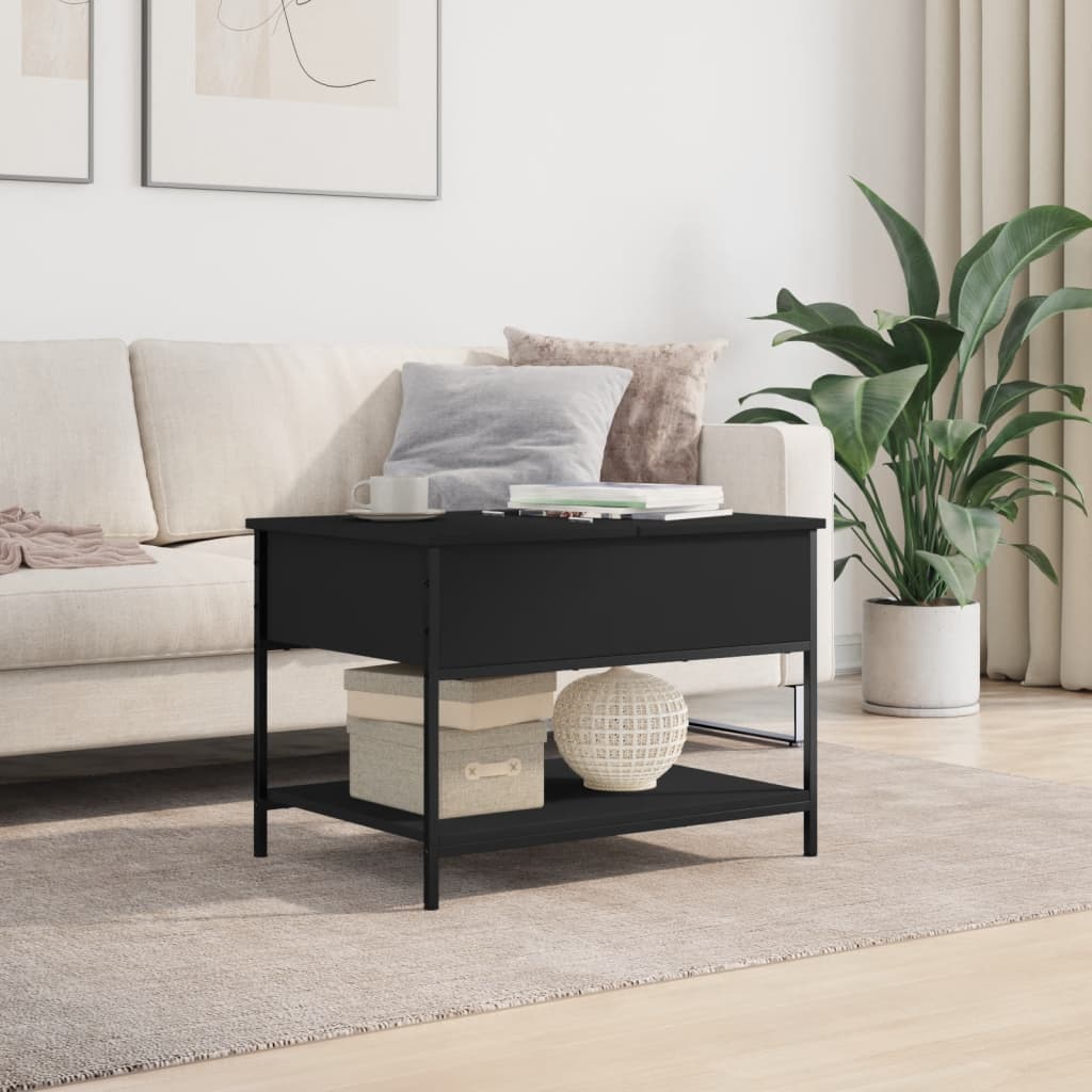 Coffee Table Black 70x50x50 cm Engineered Wood and Metal
