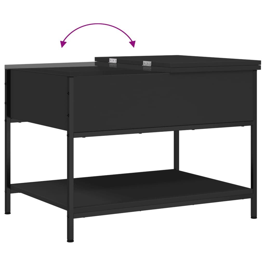 Coffee Table Black 70x50x50 cm Engineered Wood and Metal