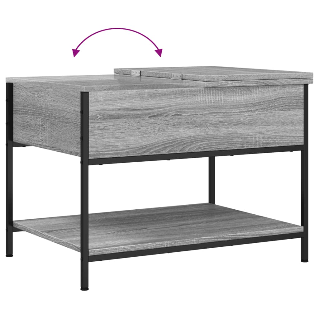 Coffee Table Grey Sonoma 70x50x50 cm Engineered Wood and Metal
