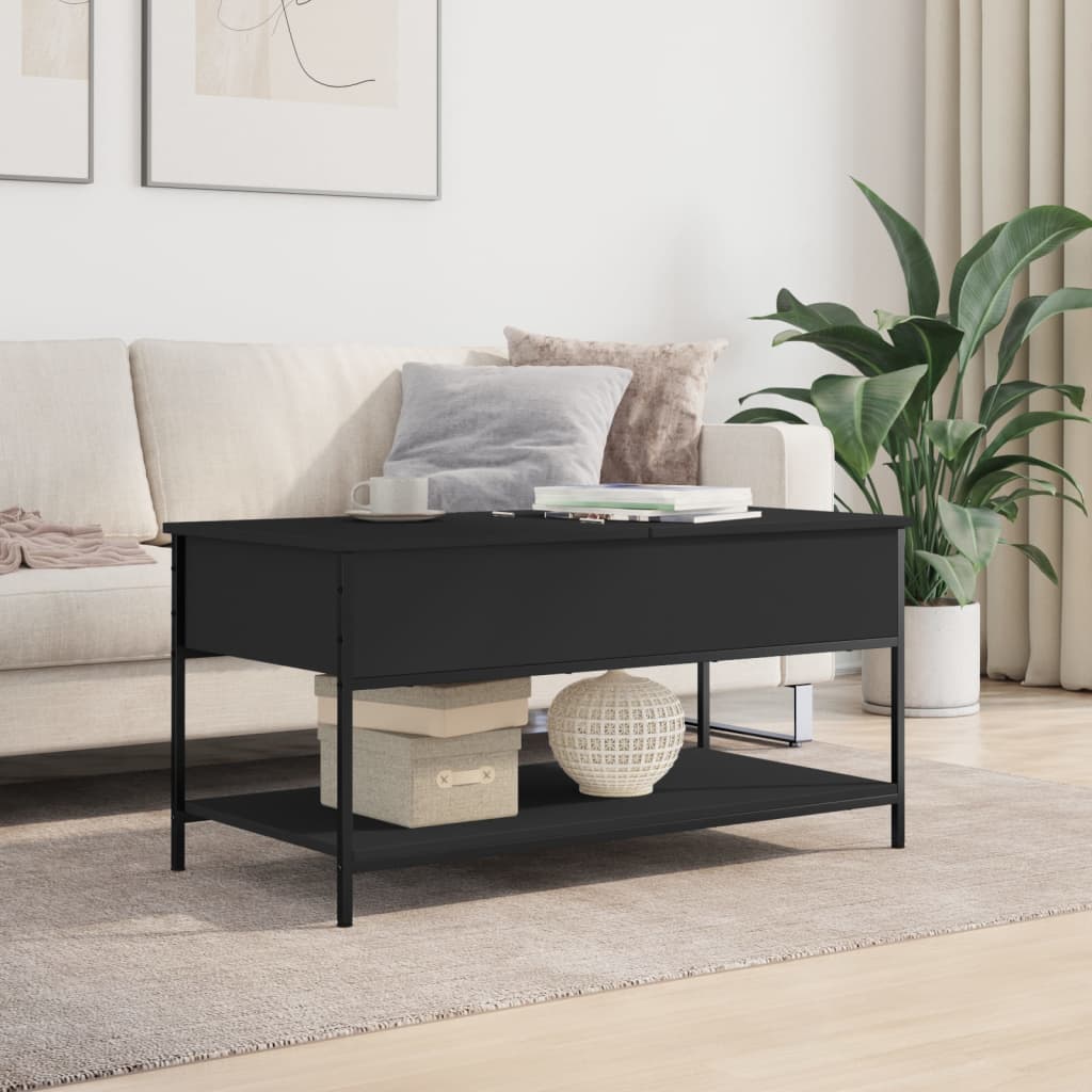 Coffee Table Black 100x50x50 cm Engineered Wood and Metal