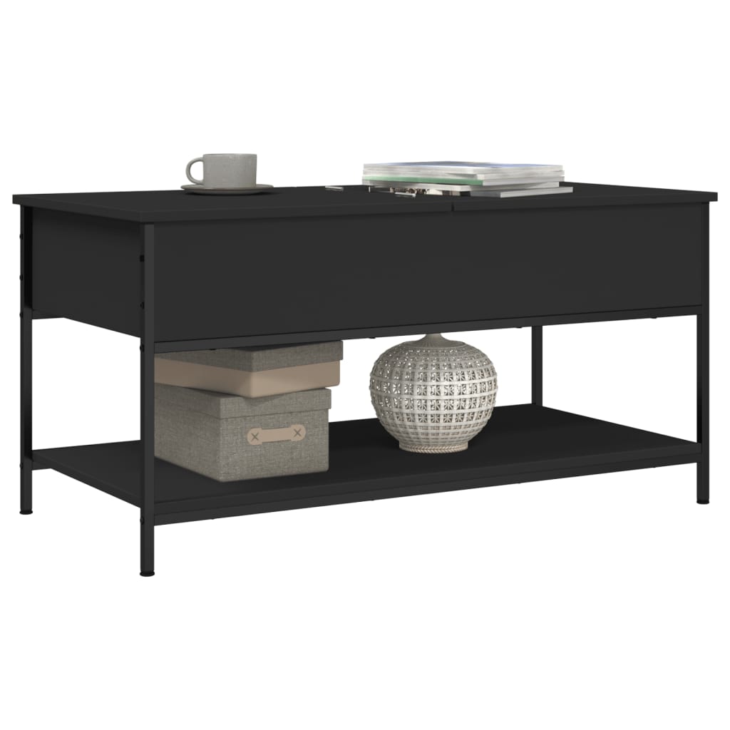 Coffee Table Black 100x50x50 cm Engineered Wood and Metal