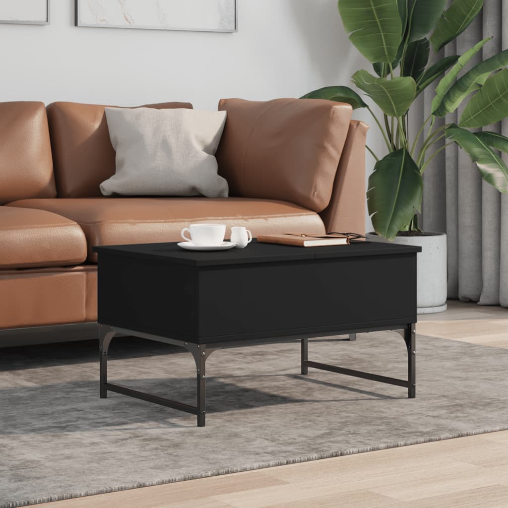 Coffee Table Black 70x50x40 cm Engineered Wood and Metal