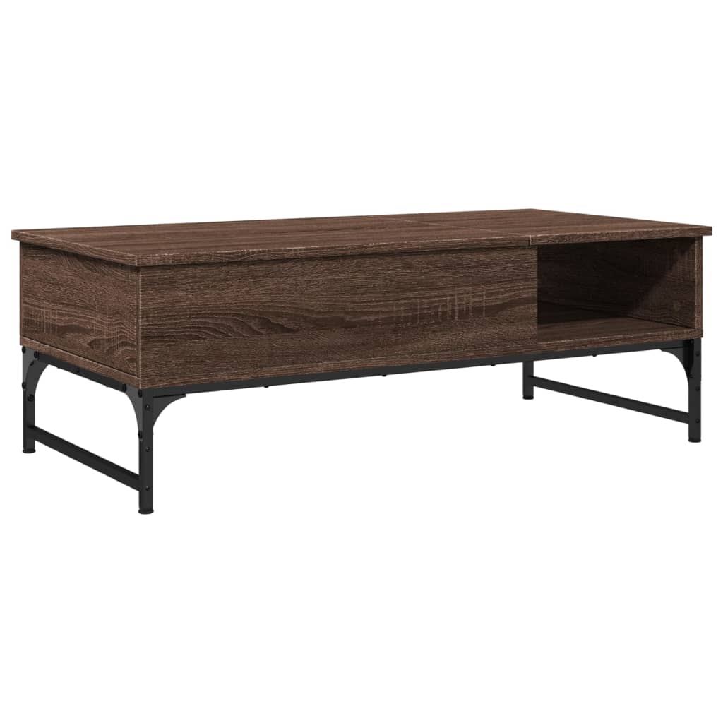 Coffee Table Brown Oak 100x50x35 cm Engineered Wood and Metal