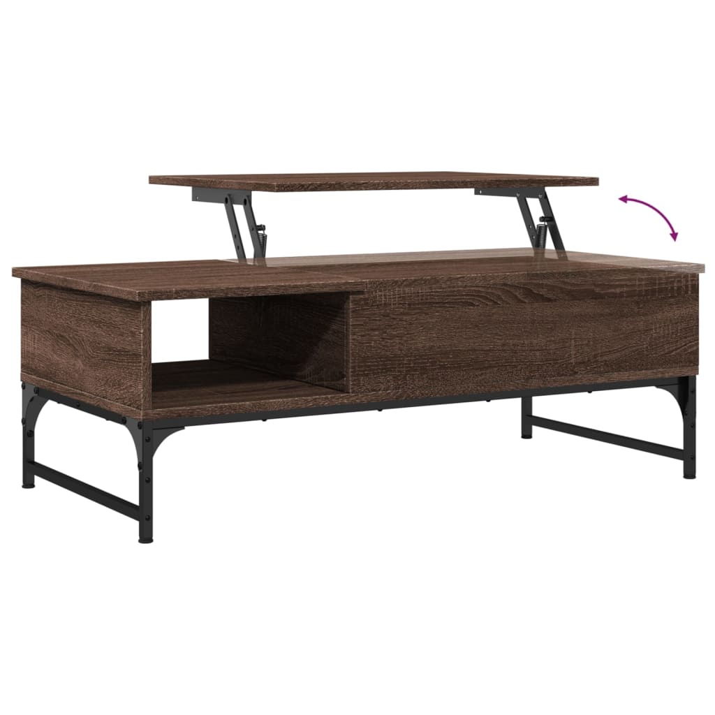 Coffee Table Brown Oak 100x50x35 cm Engineered Wood and Metal