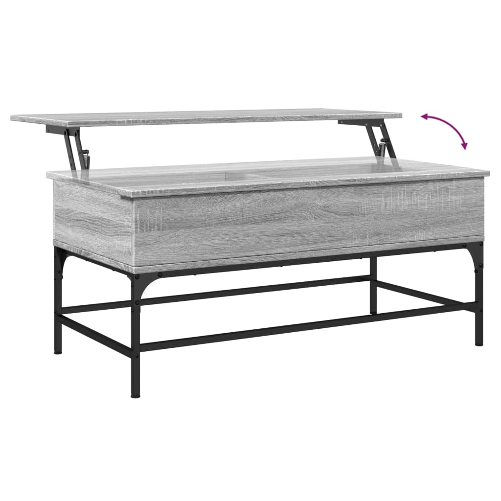 Coffee Table Grey Sonoma 100x50x45 cm Engineered Wood and Metal