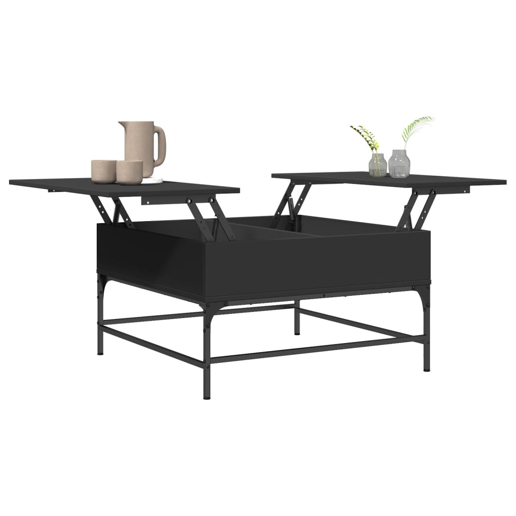 Coffee Table Black 80x80x45 cm Engineered Wood and Metal