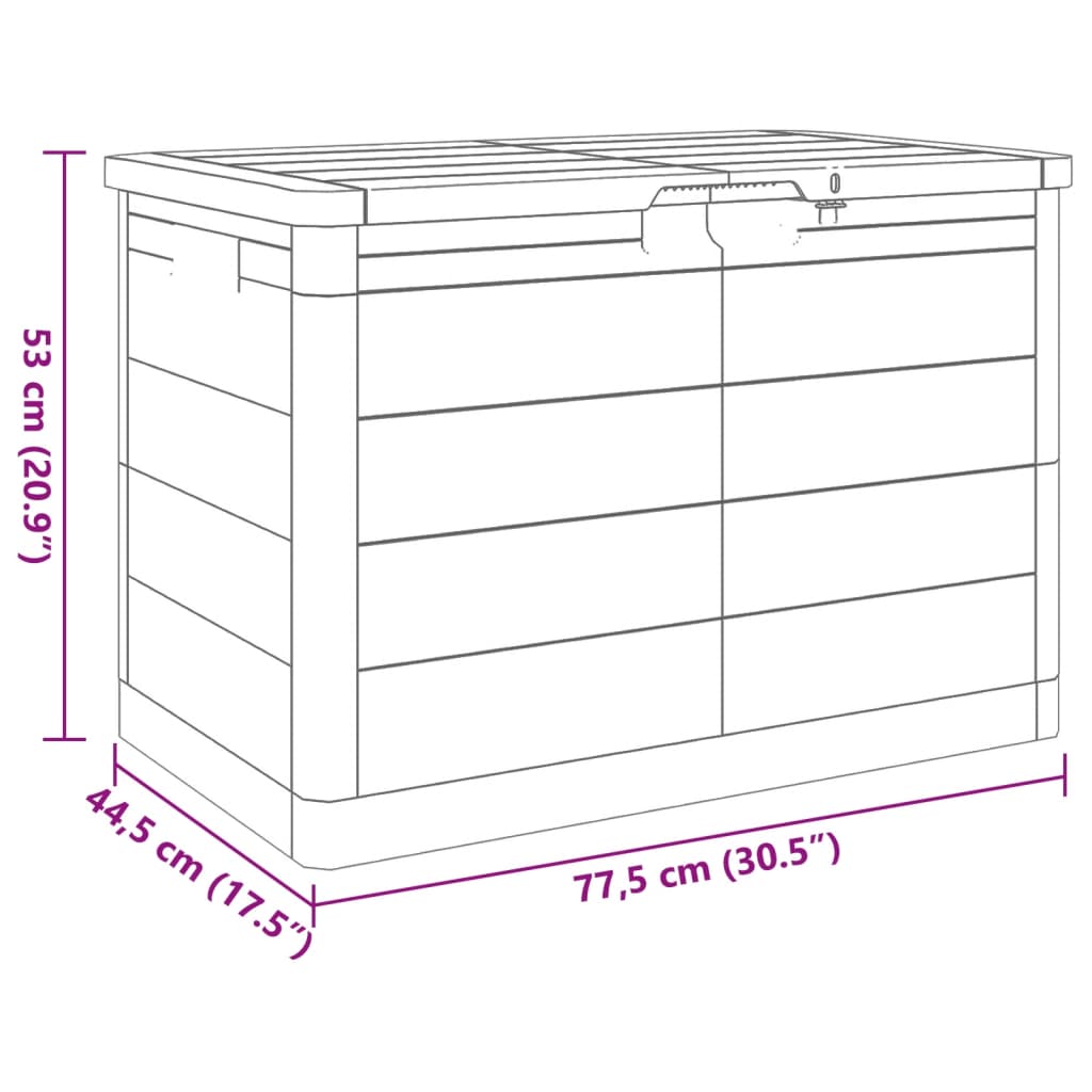 Durable Grey Outdoor Cushion Box - 77.5x44.5x53 cm Polypropylene