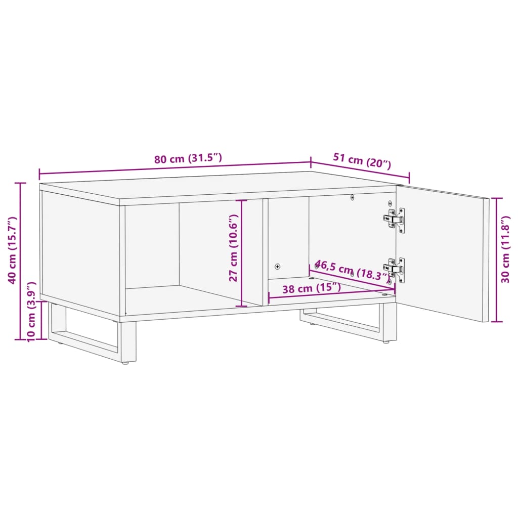 Coffee Table Brown 80x51x40 cm Solid Wood Mango