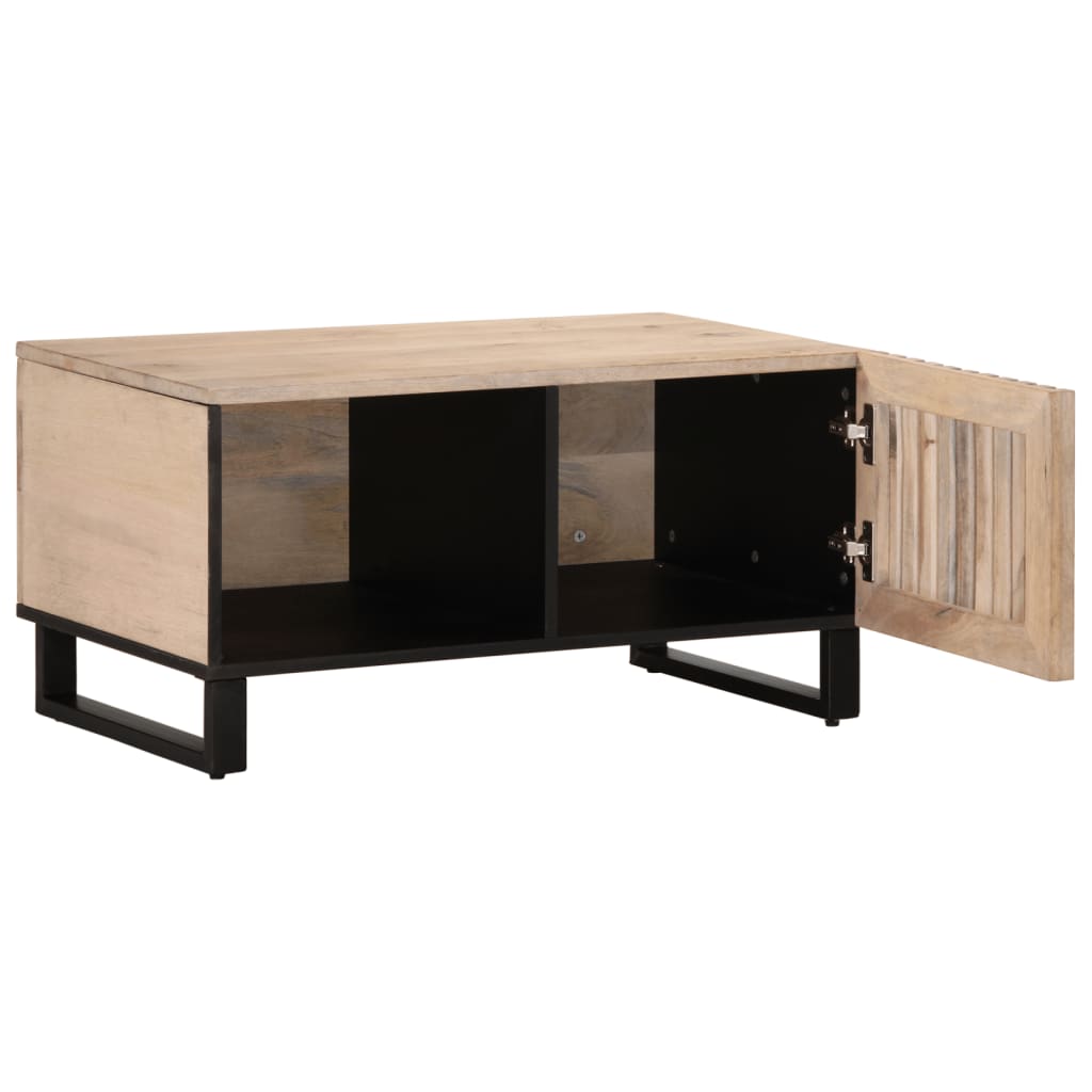 Coffee Table White 80x51x40 cm Solid Wood Mango