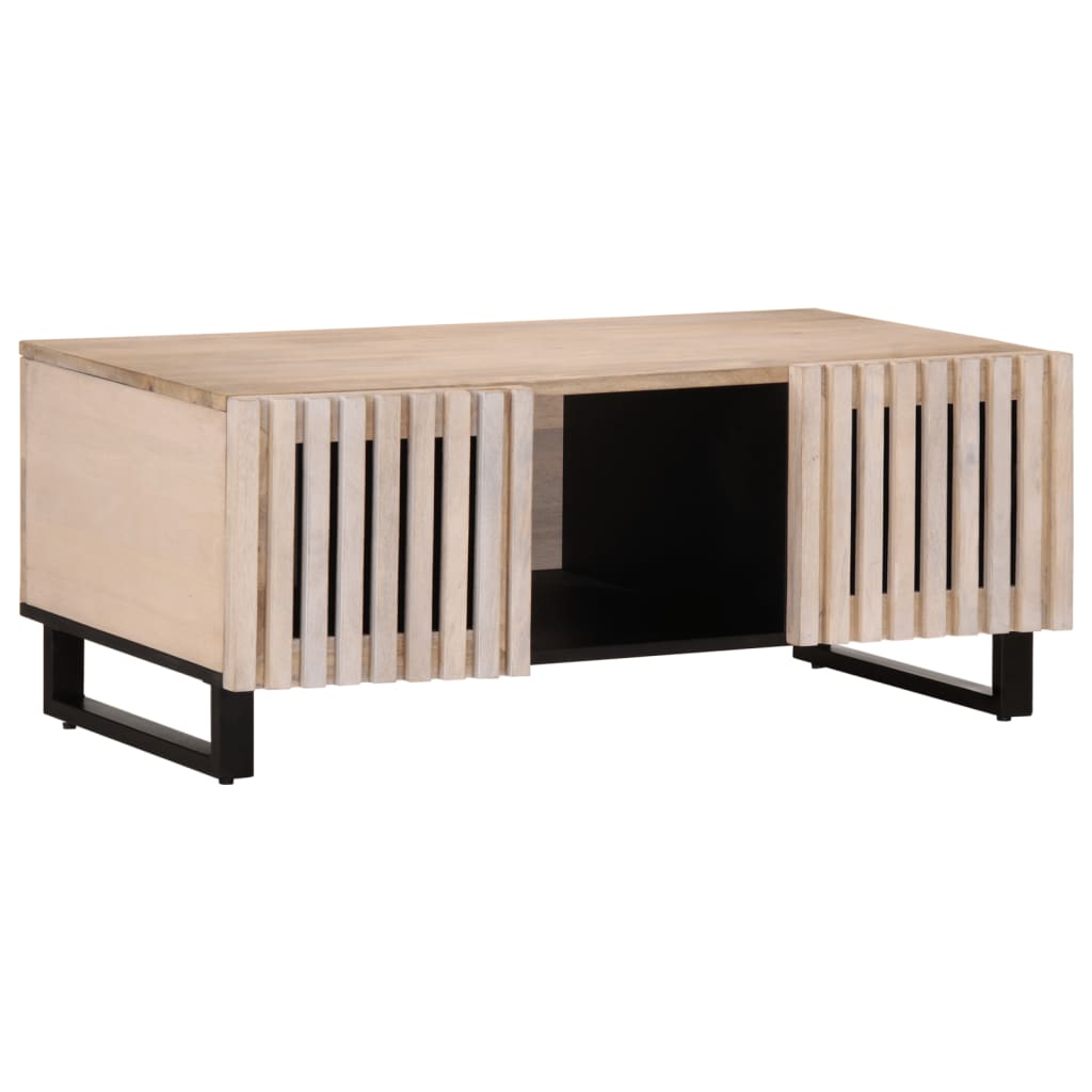 Coffee Table White 100x55x40 cm Solid Wood Mango