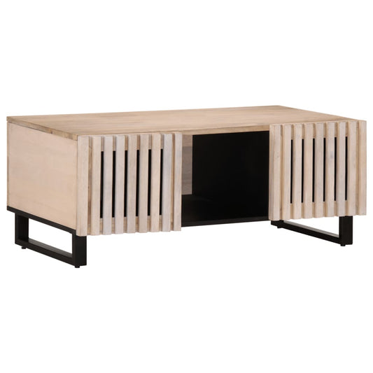 Coffee Table White 100x55x40 cm Solid Wood Mango