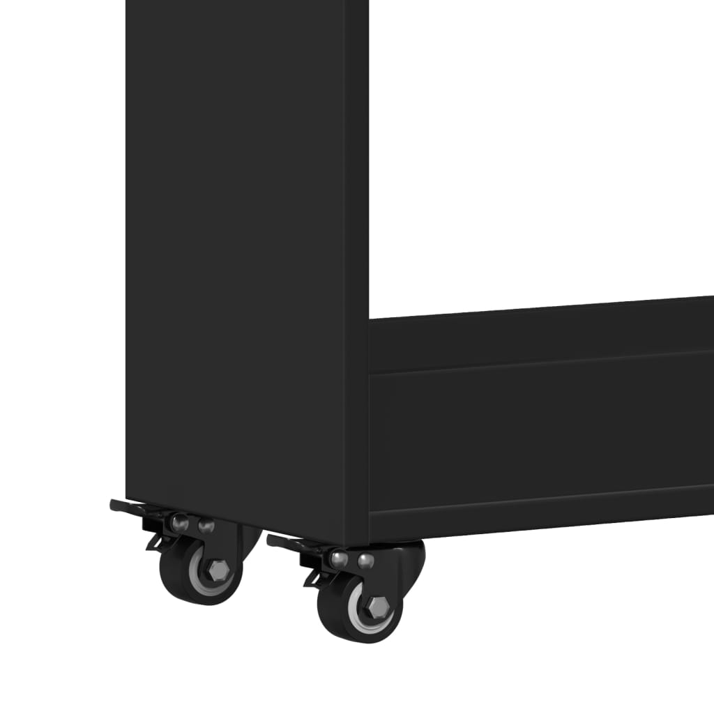 Black Engineered Wood Cabinet with Wheels - 60x22x79 cm