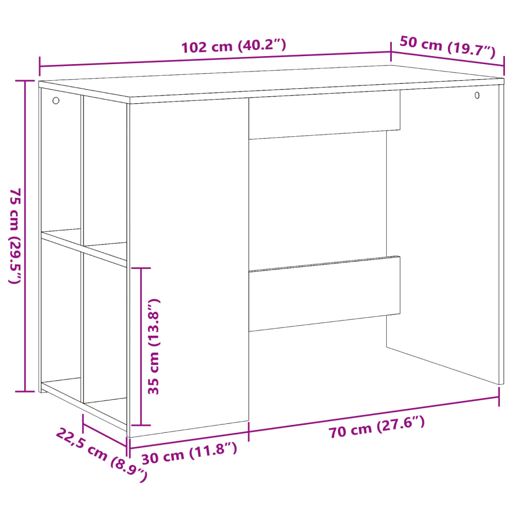 Modern Concrete Grey Desk - 102x50x75 cm Engineered Wood
