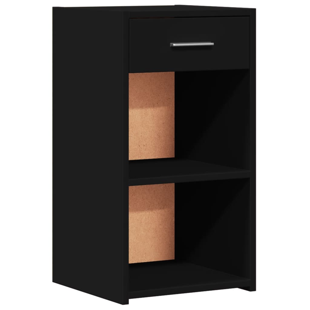 Sleek Black Engineered Wood Bedside Cabinets Set - 2 Pcs, 35x34x65 cm