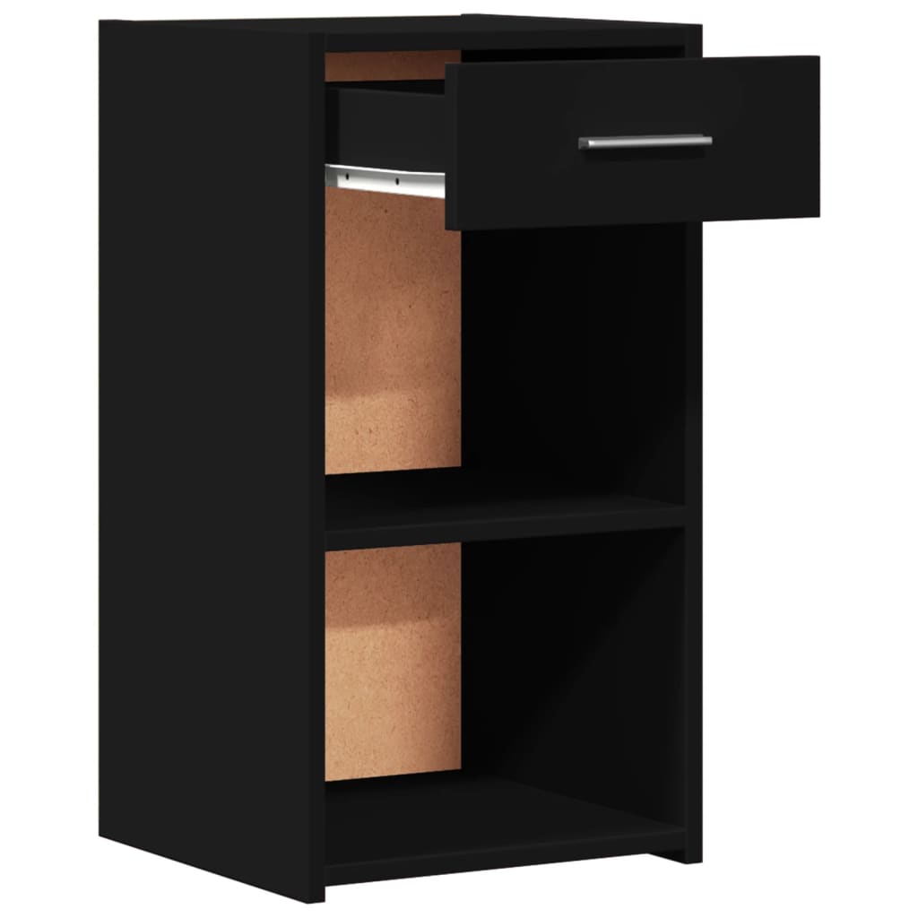 Sleek Black Engineered Wood Bedside Cabinets Set - 2 Pcs, 35x34x65 cm
