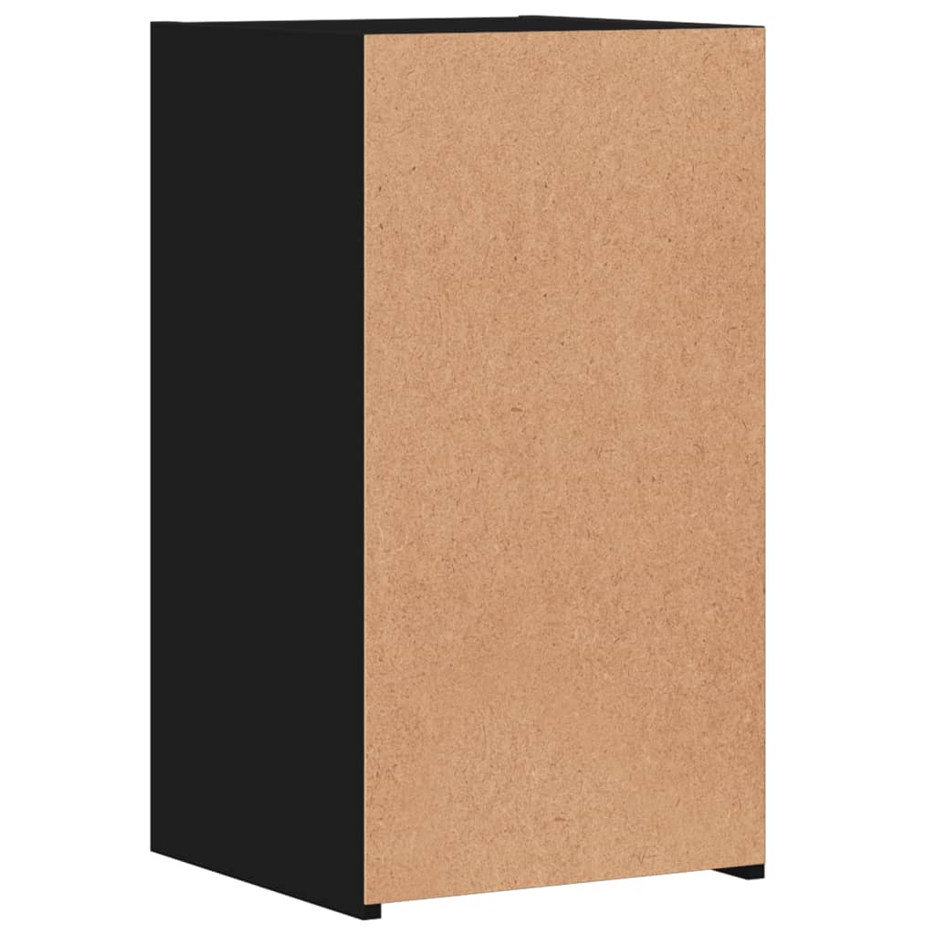 Sleek Black Engineered Wood Bedside Cabinets Set - 2 Pcs, 35x34x65 cm