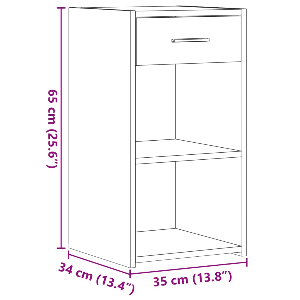 Sleek Black Engineered Wood Bedside Cabinets Set - 2 Pcs, 35x34x65 cm