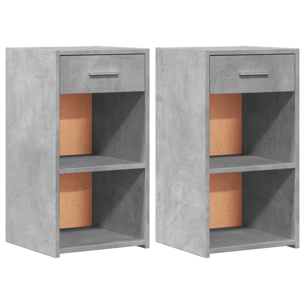 Concrete Grey Engineered Wood Bedside Cabinets Set, 35x34x65 cm