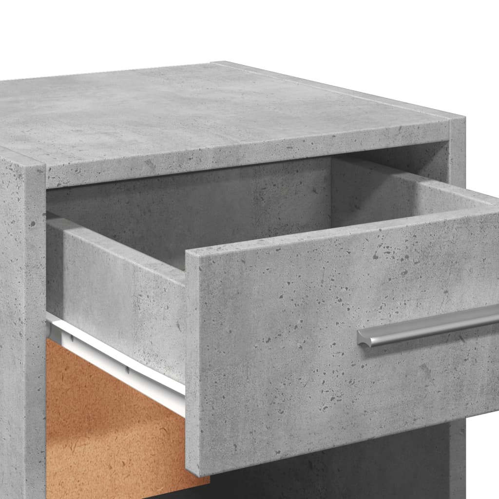 Concrete Grey Engineered Wood Bedside Cabinets Set, 35x34x65 cm
