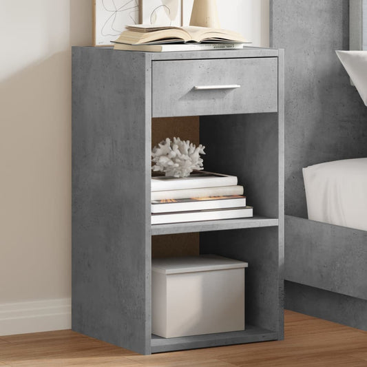 Concrete Grey Engineered Wood Bedside Cabinets Set, 35x34x65 cm