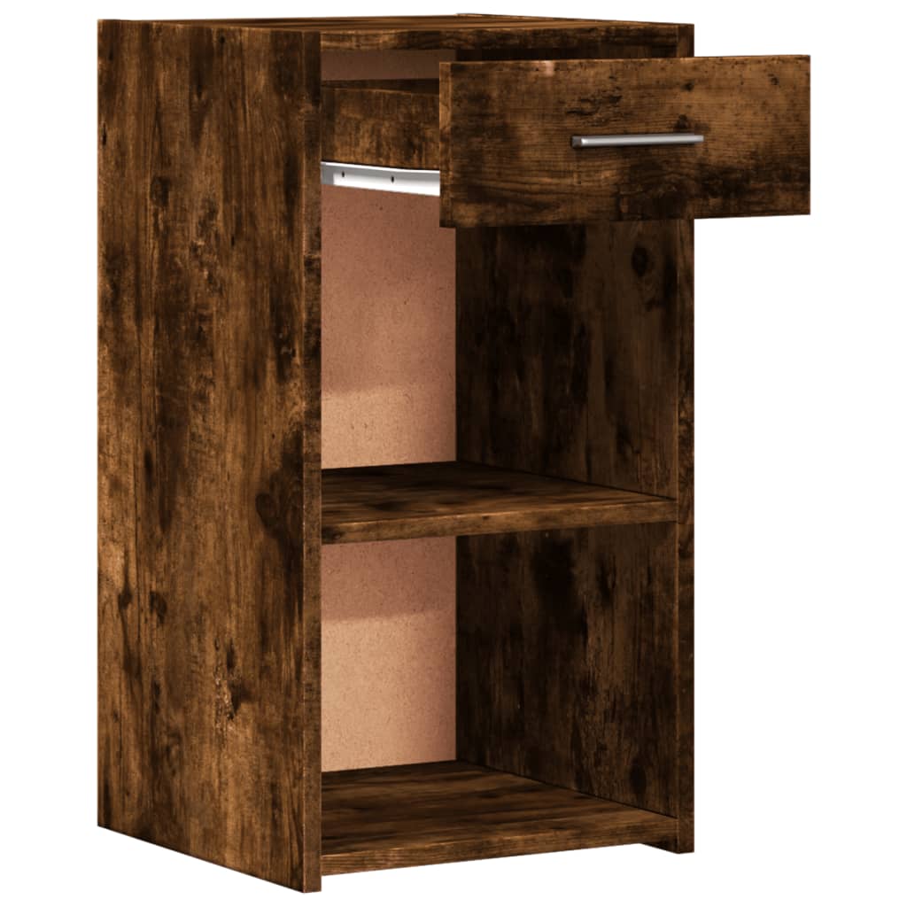 Smoked Oak Bedside Cabinet, 35x34x65 cm, Engineered Wood