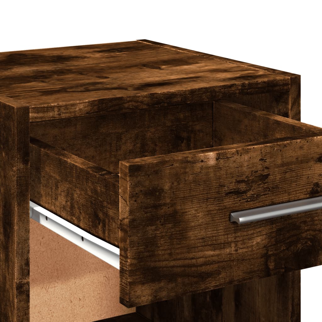 Smoked Oak Bedside Cabinet, 35x34x65 cm, Engineered Wood