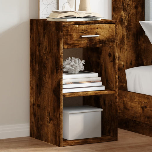 Smoked Oak Bedside Cabinet, 35x34x65 cm, Engineered Wood