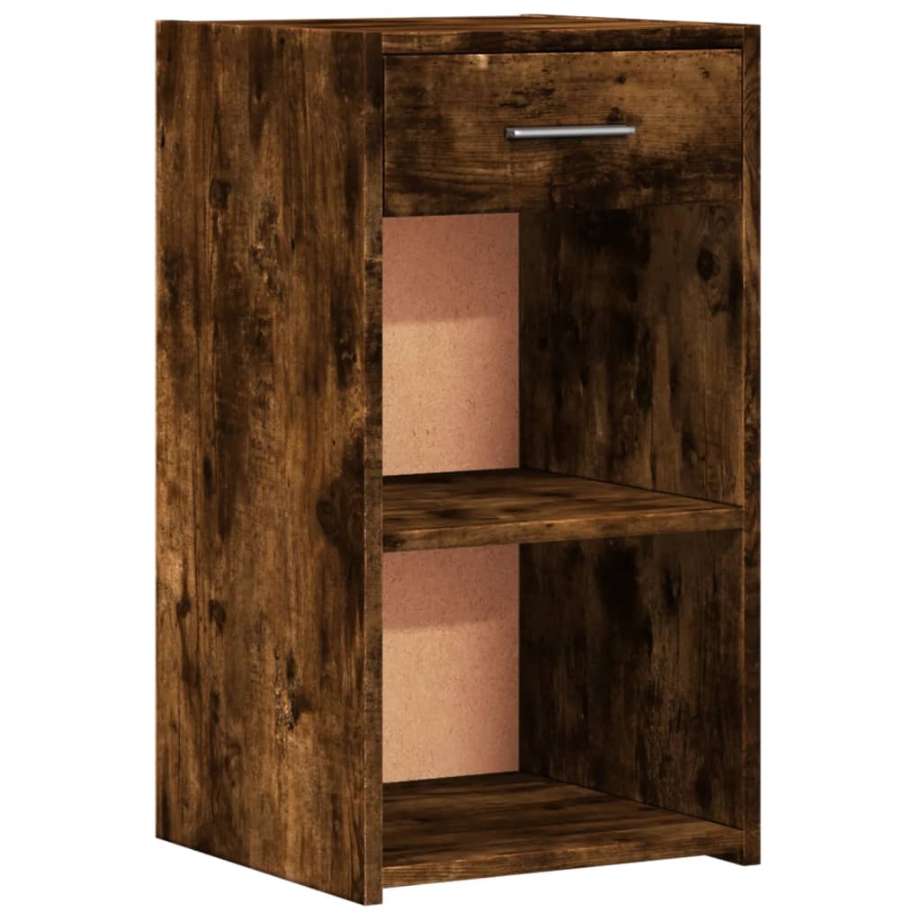 Set of 2 Smoked Oak Bedside Cabinets, 35x34x65 cm, Engineered Wood