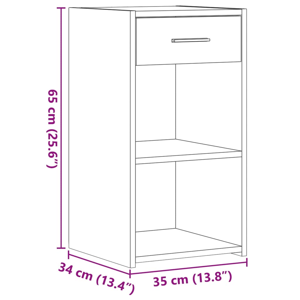 Grey Sonoma Bedside Cabinet 35x34x65 cm - Engineered Wood