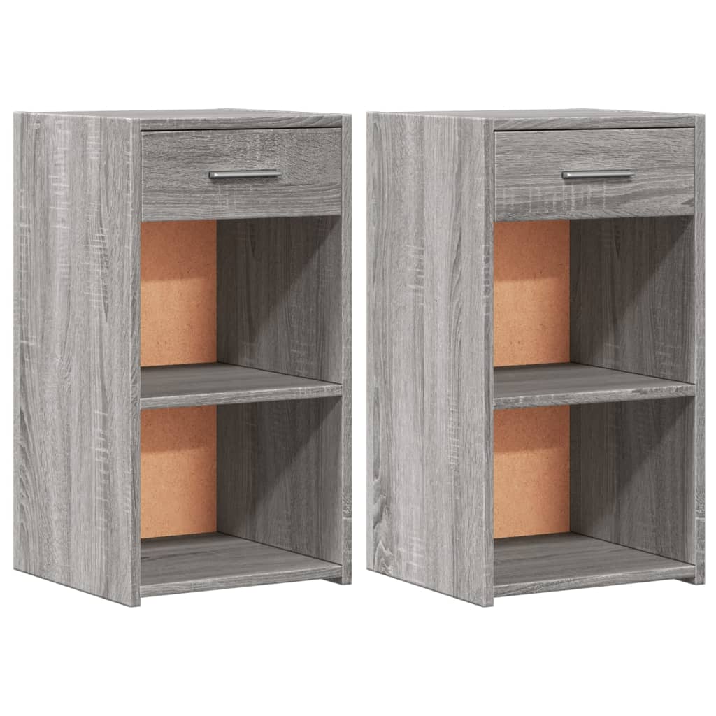 Grey Sonoma Engineered Wood Bedside Cabinets Set, 35x34x65 cm