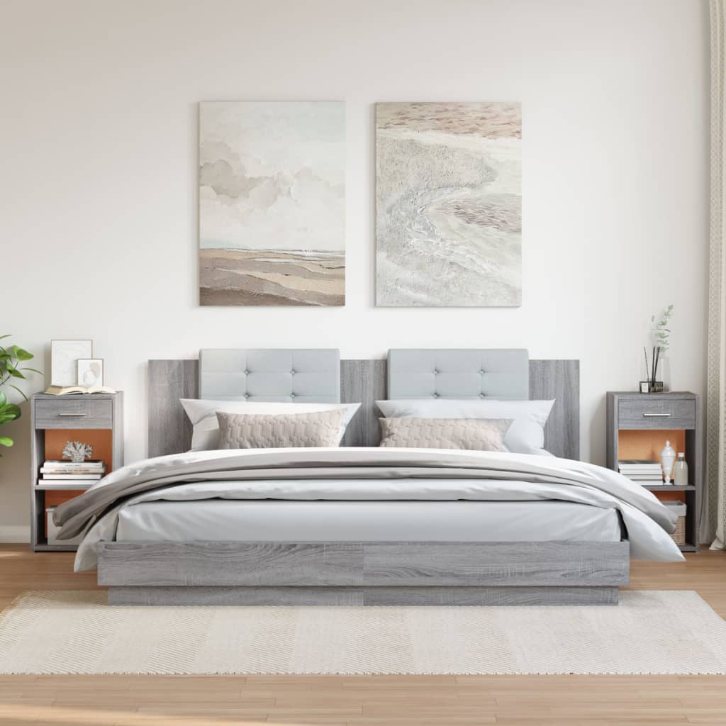 Grey Sonoma Engineered Wood Bedside Cabinets Set, 35x34x65 cm
