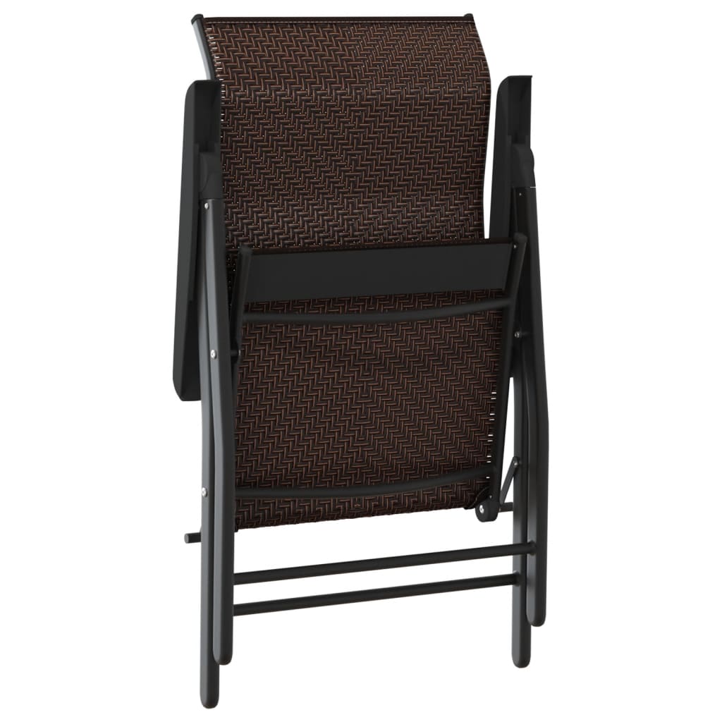Brown Poly Rattan Folding Garden Chairs, Set of 2 - Stylish & Durable