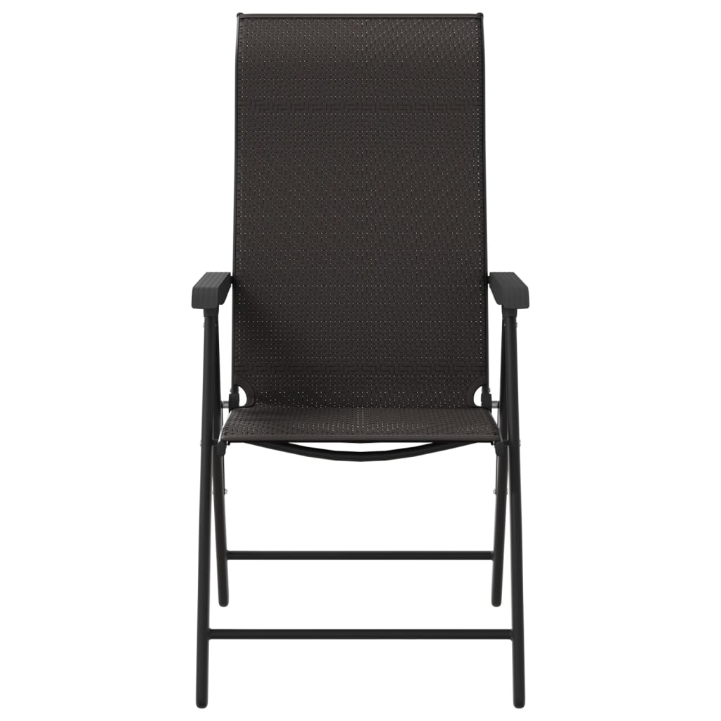 2-Piece Black Coffee Poly Rattan Folding Garden Chairs Set