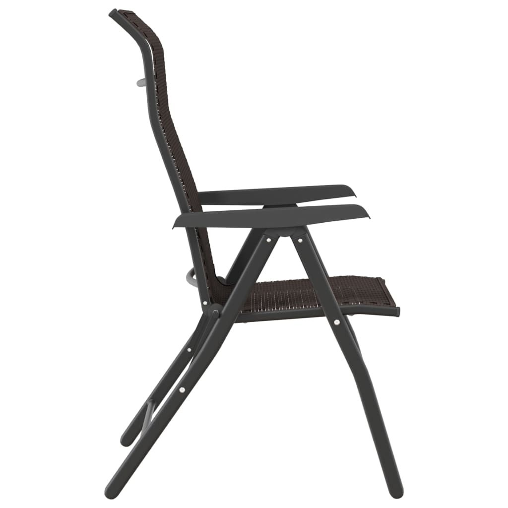 2-Piece Black Coffee Poly Rattan Folding Garden Chairs Set