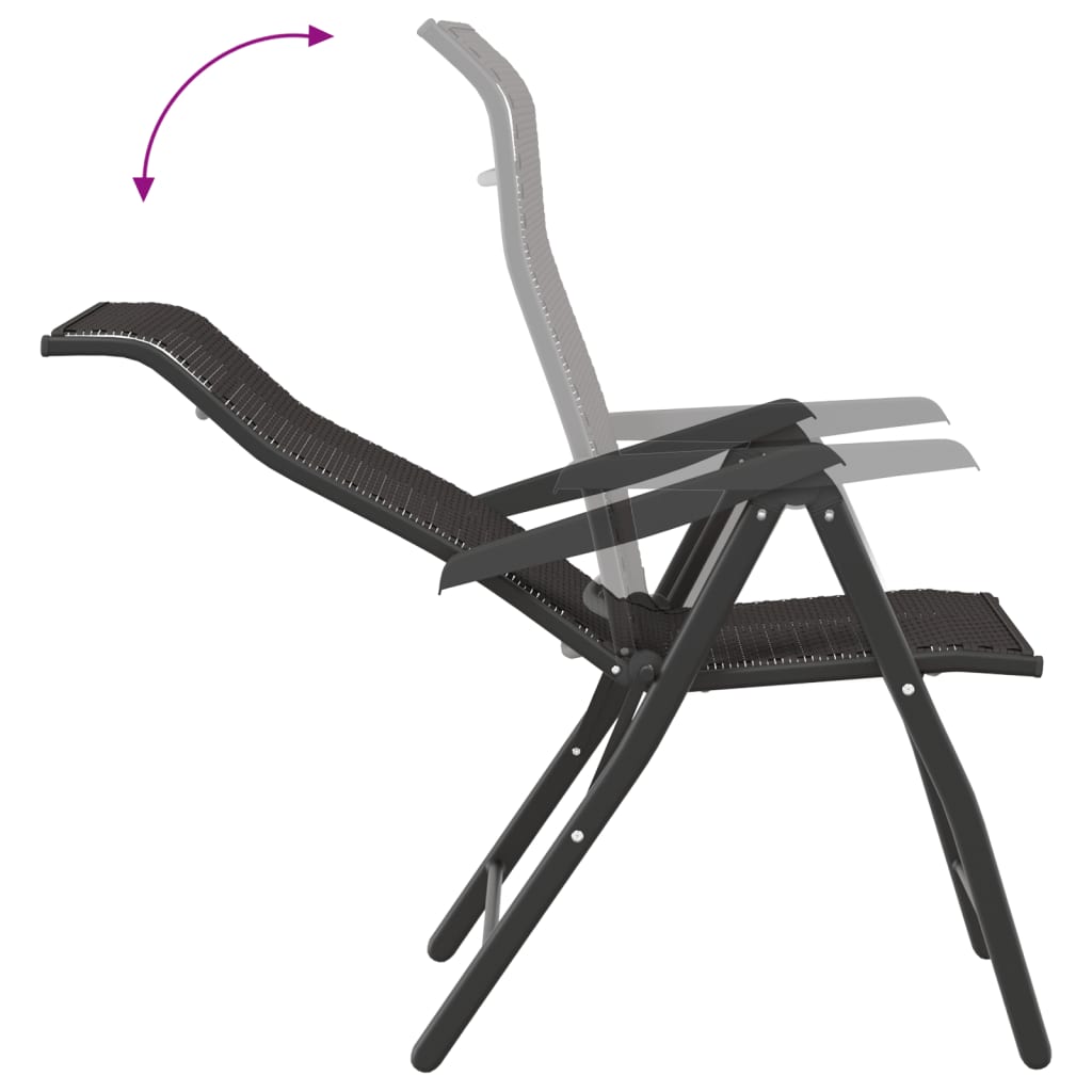 2-Piece Black Coffee Poly Rattan Folding Garden Chairs Set