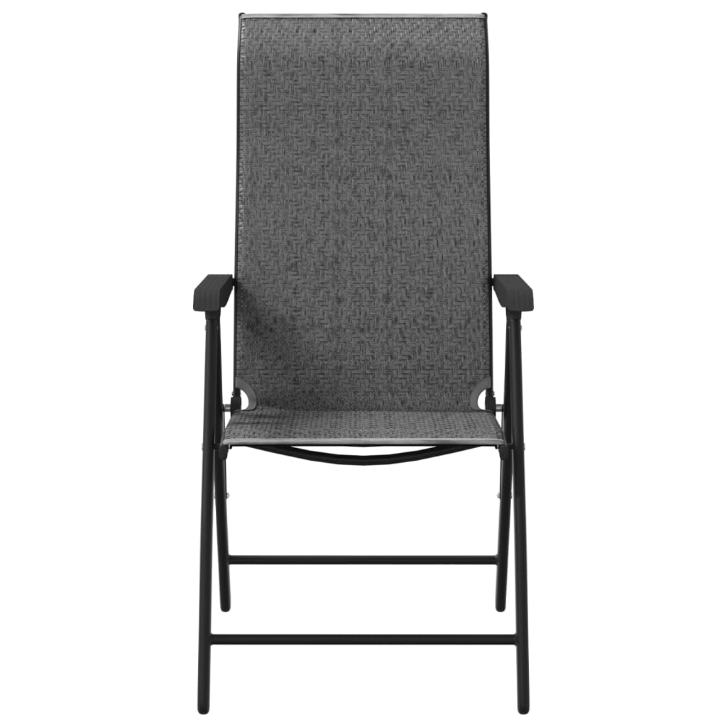 2 Pcs Grey Poly Rattan Folding Garden Chairs - Stylish & Durable