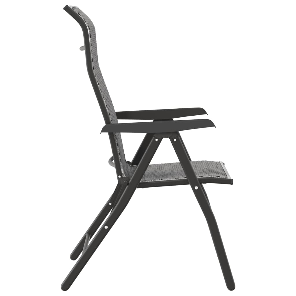 2 Pcs Grey Poly Rattan Folding Garden Chairs - Stylish & Durable