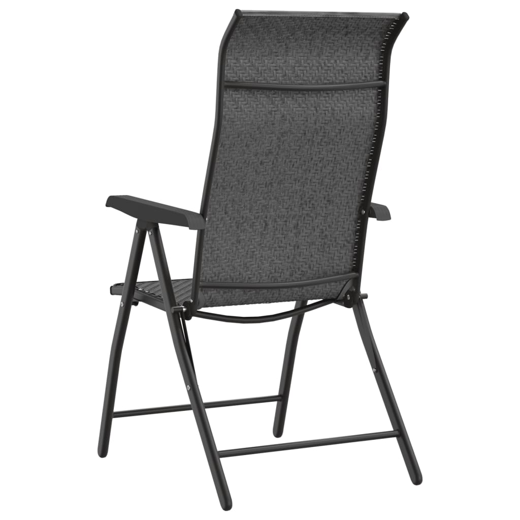 2 Pcs Grey Poly Rattan Folding Garden Chairs - Stylish & Durable