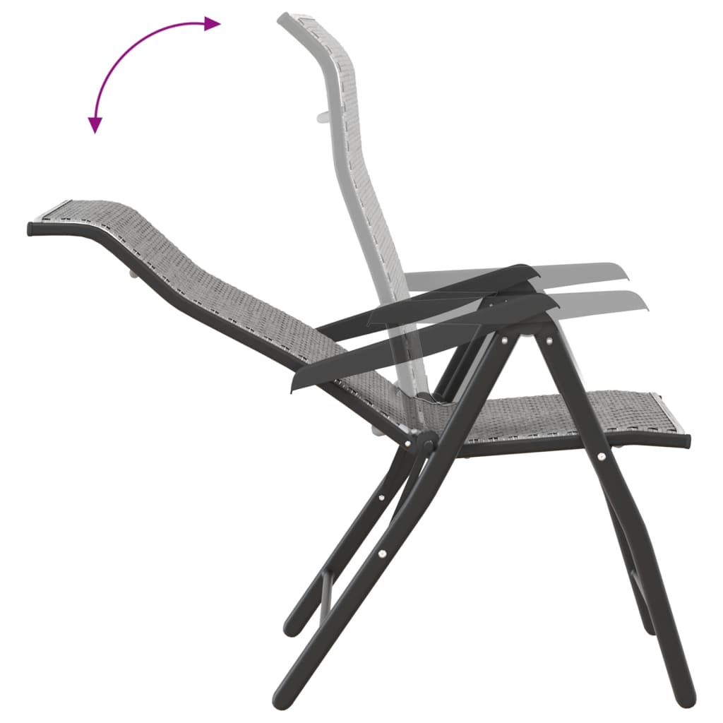 2 Pcs Grey Poly Rattan Folding Garden Chairs - Stylish & Durable