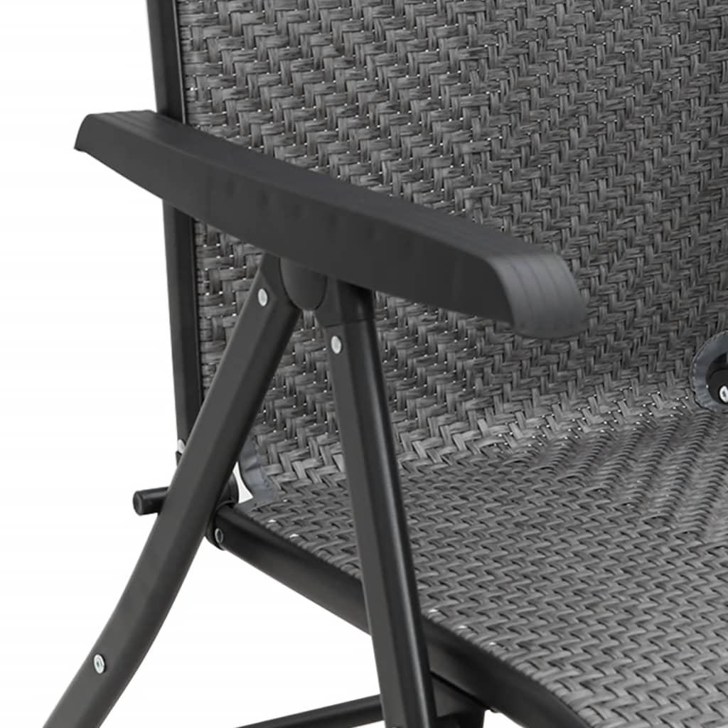 2 Pcs Grey Poly Rattan Folding Garden Chairs - Stylish & Durable
