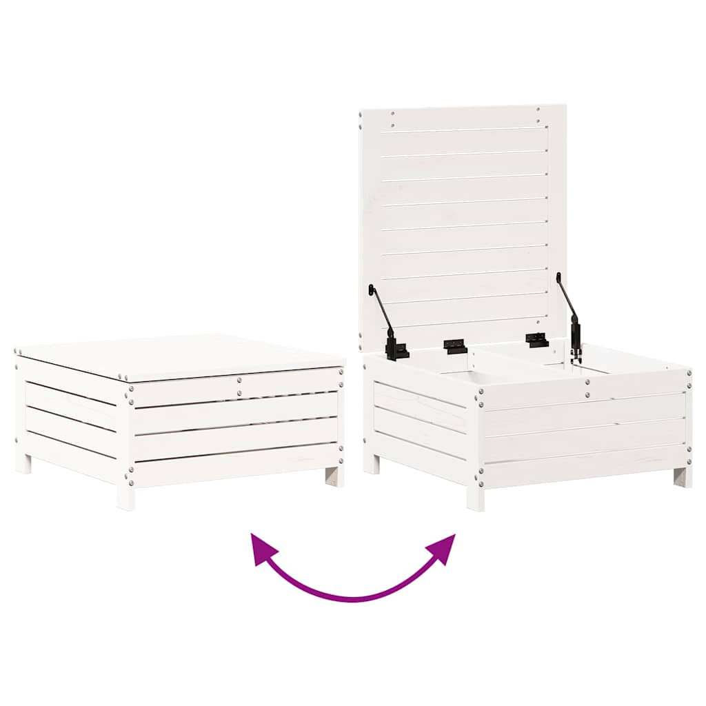 7 Piece Garden Lounge Set White Solid Wood Pine